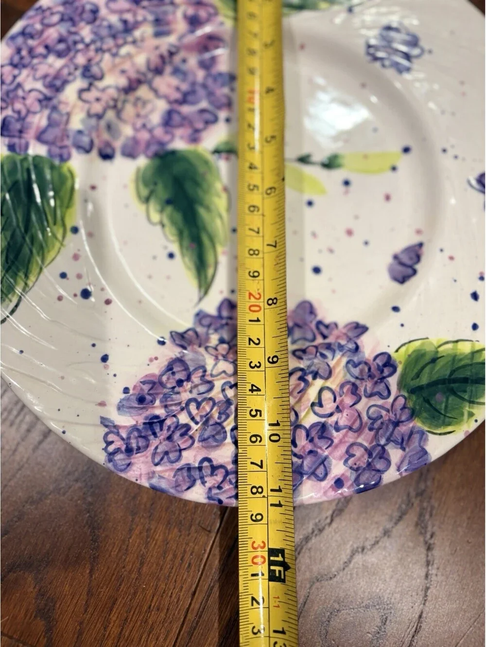 Bella Casa by Ganz Hydrangeas Handpainted Stretch Vase And Matching Plate